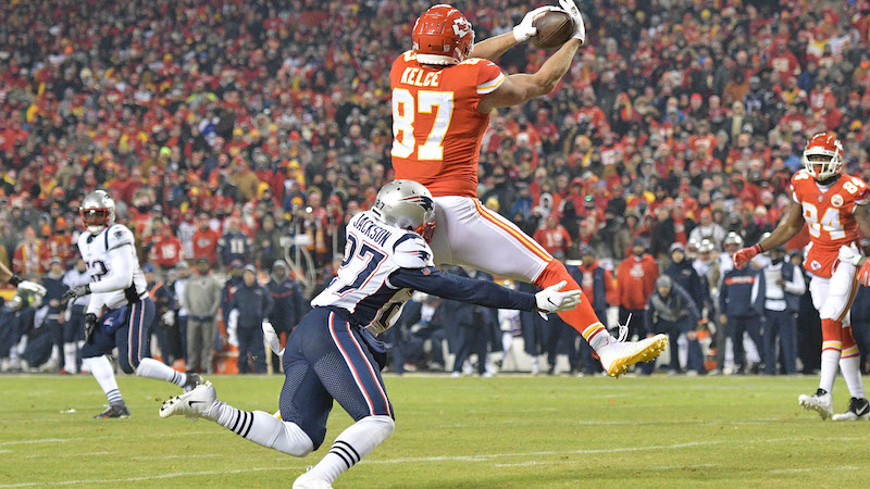 Chiefs tight end Travis Kelce, Patriots cornerback JC Jackson