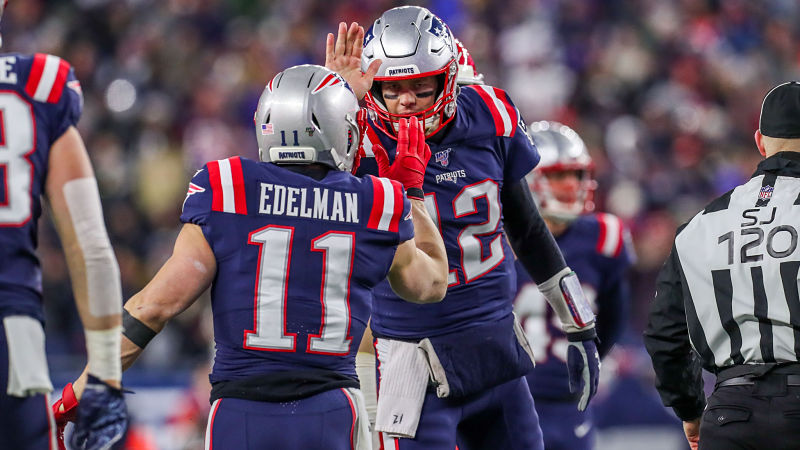 New England Patriots wide receiver Julian Edelman and quarterback Tom Brady