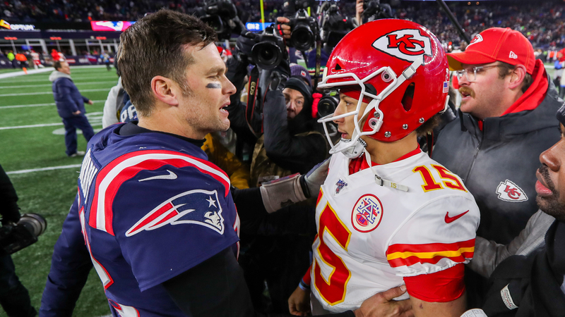 New England Patriots quarterback Tom Brady and Kansas City Chiefs Quarterback Patrick Mahomes
