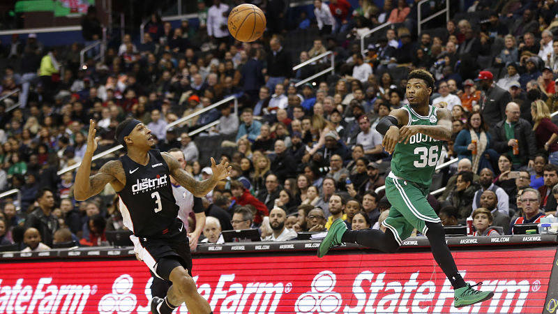 Washington Wizards guard Bradley Beal and Boston Celtics guard Marcus Smart