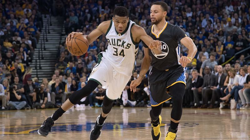 Milwaukee Bucks forward Giannis Antetokounmpo and Golden State Warriors guard Stephen Curry