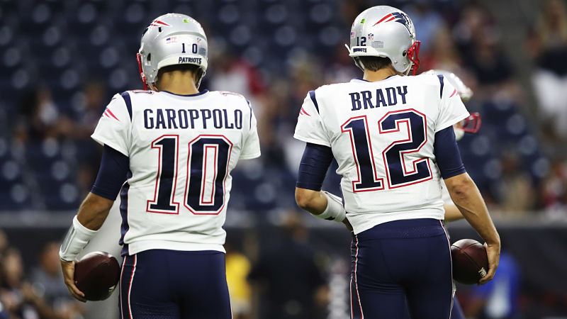 San Francisco 49ers quarterback Jimmy Garoppolo and New England Patriots quarterback Tom Brady