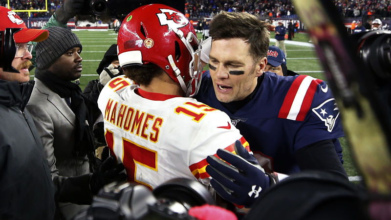 Kansas City Chiefs quarterback Patrick Mahomes and Tampa Bay Buccaneers quarterback Tom Brady