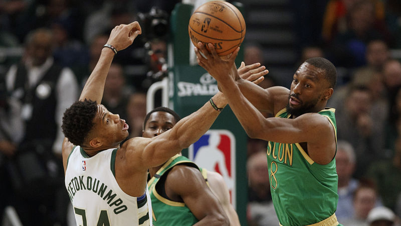 Milwaukee Bucks forward Giannis Antetokounmpo and Boston Celtics guard Kemba Walker