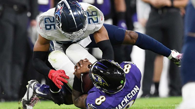 Tennessee Titans cornerback Logan Ryan and Baltimore Ravens quarterback Lamar Jackson