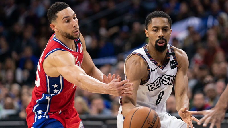 Philadelphia 76ers guard Ben Simmons and Brooklyn Nets guard Spencer Dinwiddie