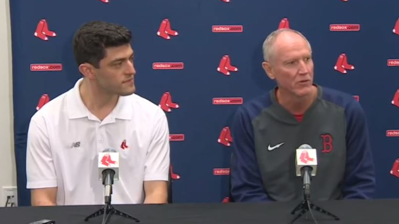 Boston Red Sox chief baseball officer Chaim Bloom and interim manager Ron Roenicke