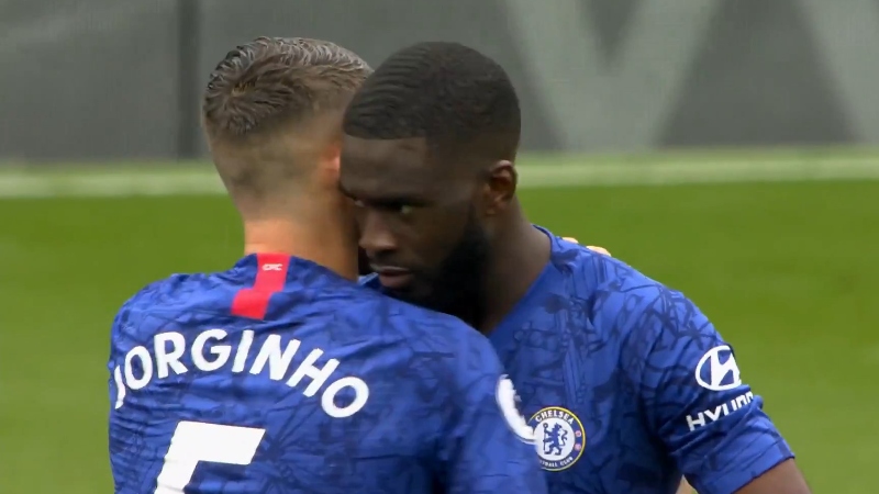 Chelsea midfielder Jorginho (left) and defender Fikayo Tomori