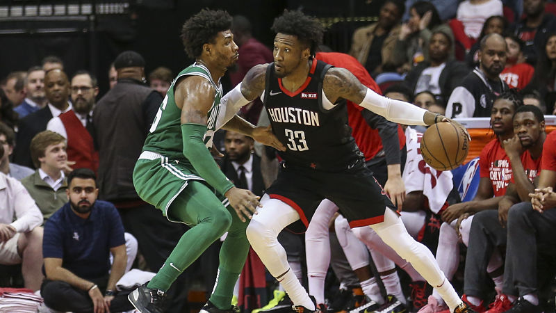 Boston Celtics guard Marcus Smart and Houston Rockets forward Robert Covington