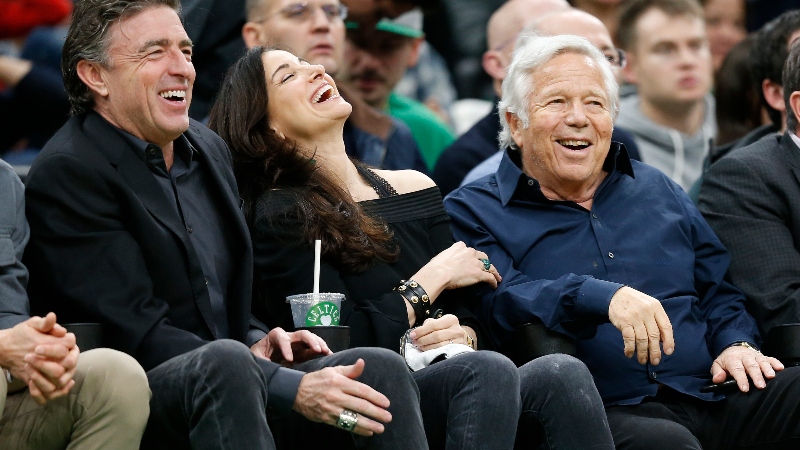 Boston Celtics owner Wyc Grousbeck (left) and New England Patriots owner Robert Kraft