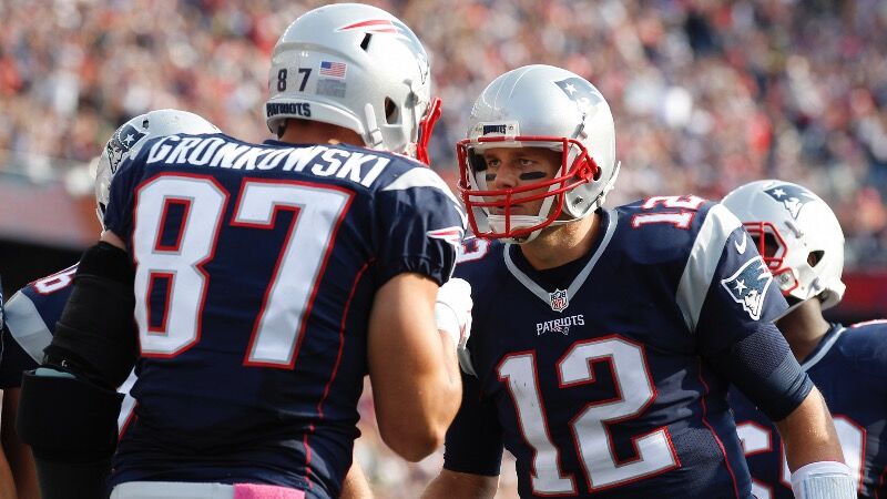 Tampa Bay Buccaneers tight end Rob Gronkowski and quarterback Tom Brady