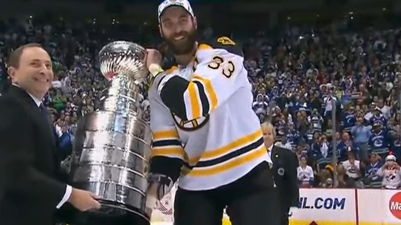 Boston Bruins defenseman Zdeno Chara and NHL commissioner Gary Bettman