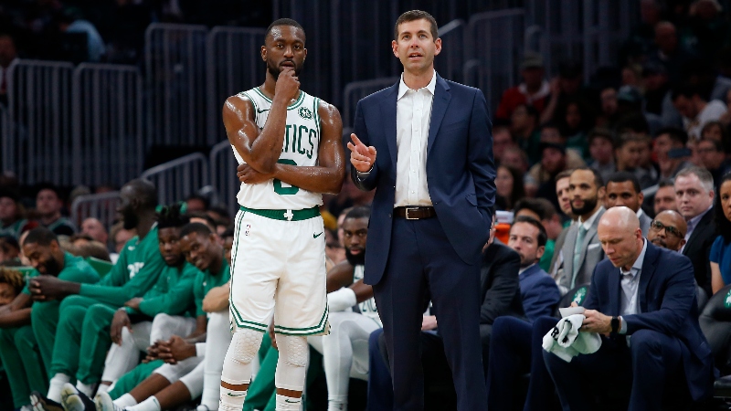Boston Celtics head coach Brad Stevens and guard Kemba Walker