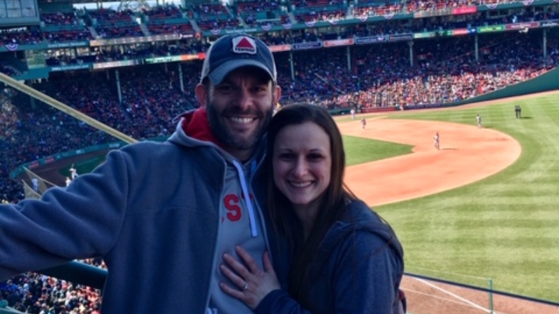NESN Fans' Choice Week 1 winner Patrick Haviland and his wife Ashley Haviland