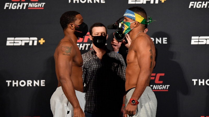 UFC's Tyron Woodley (left) and Gilbert Burns
