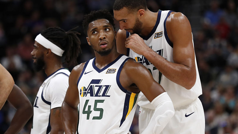 Utah Jazz guard Donovan Mitchell and center Rudy Gobert
