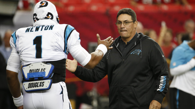 New England Patriots Quarterback Cam Newton and Washington Redskins Head Coach Ron Rivera