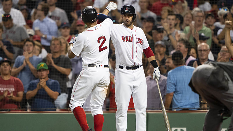 Boston Red Sox shortstop Xander Bogaerts and designated hitter J.D. Martinez
