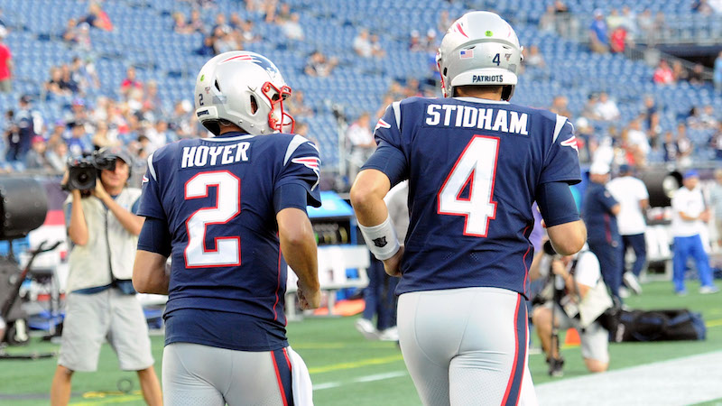 Patriots quarterbacks Brian Hoyer, Jarrett Stidham