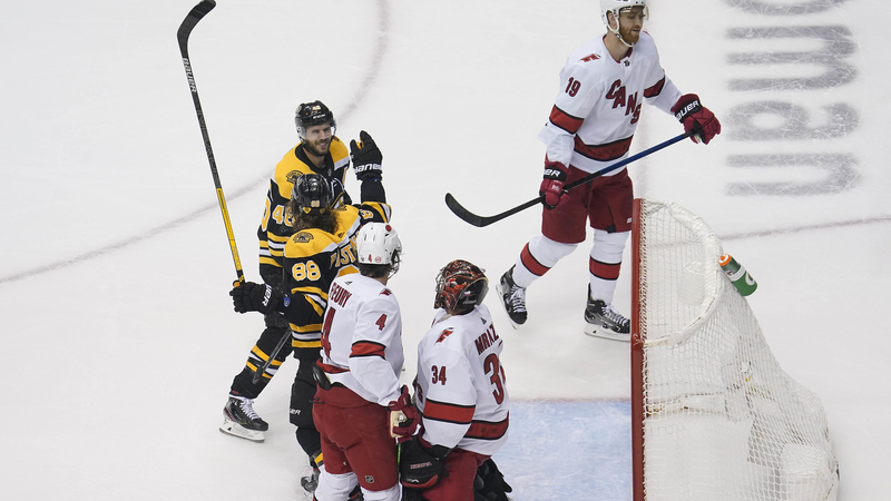 Boston Bruins Forwards David Pastrnak And David Krejci