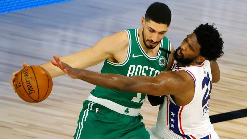 Celtics center Enes Kanter, Philadelphia 76ers center Joel Embiid