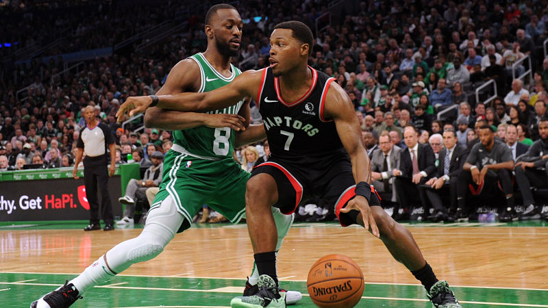 Boston Celtics guard Kemba Walker and Toronto Raptors guard Kyle Lowry