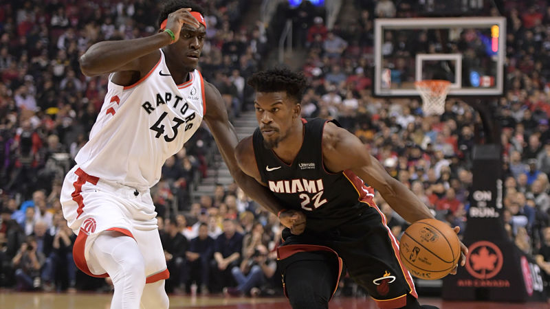 Toronto Raptors forward Pascal Siakam and Miami Heat guard Jimmy Butler