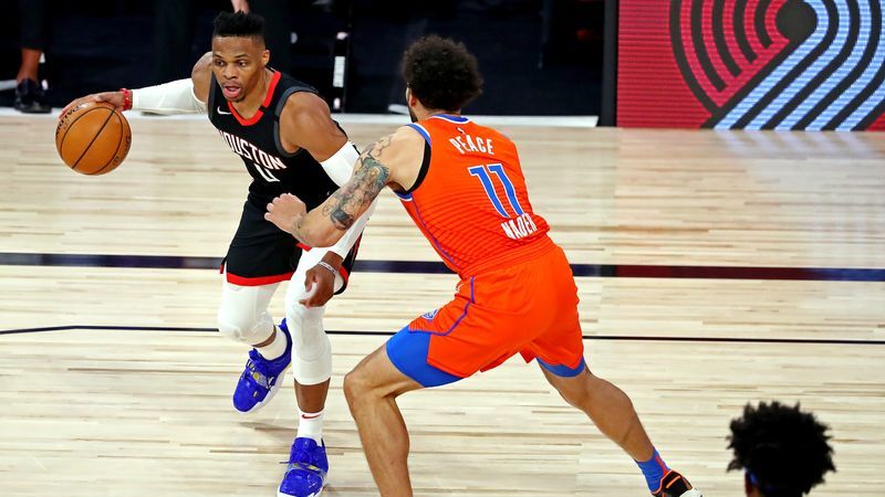Houston Rockets guard Russell Westbrook, Oklahoma City Thunder forward Abdel Nader