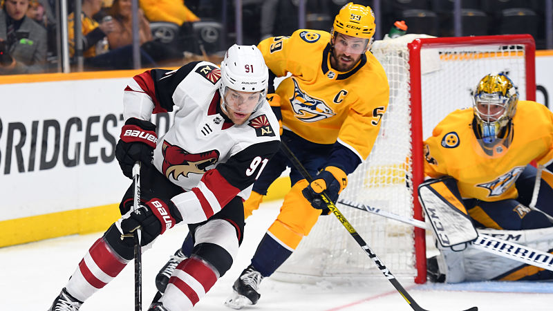 Arizona Coyotes forward Taylor Hall and Nashville Predators defenseman Roman Josi