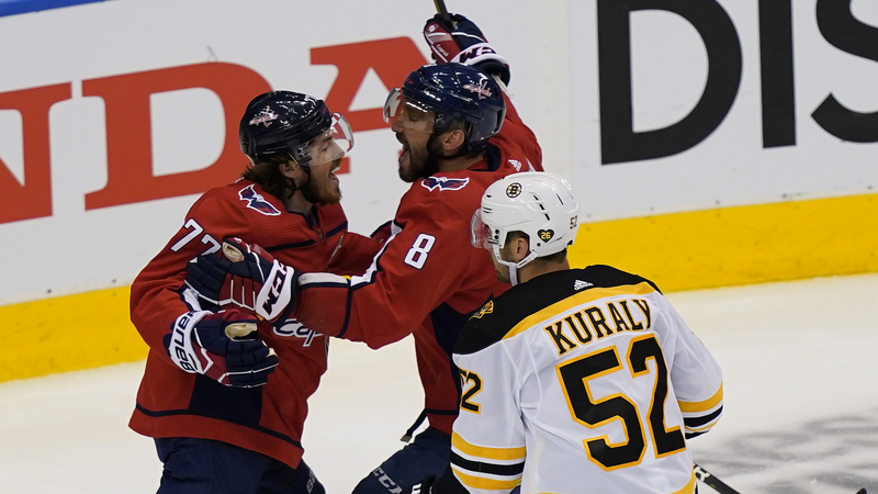 Washington Capitals forwards T.J. Oshie, Alex Ovechkin