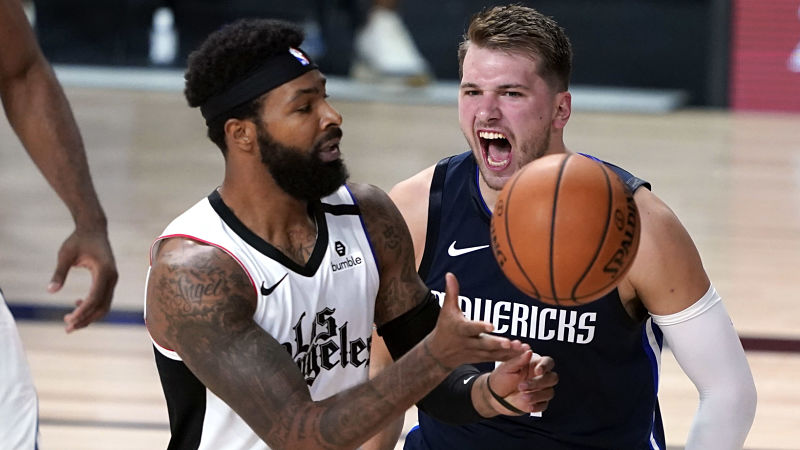 Los Angeles Clippers forward Marcus Morris and Dallas Mavericks guard Luka Doncic