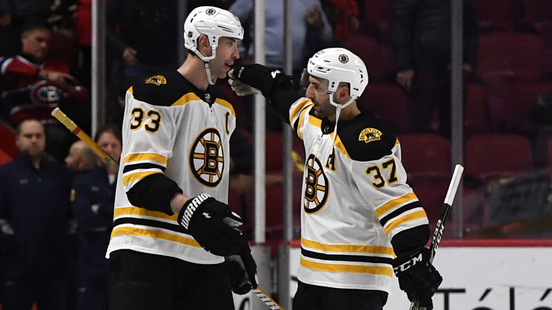 Boston Bruins' Zdeno Chara, Patrice Bergeron