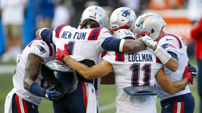 Patriots quarterback Cam Newton, wide receiver Julian Edelman