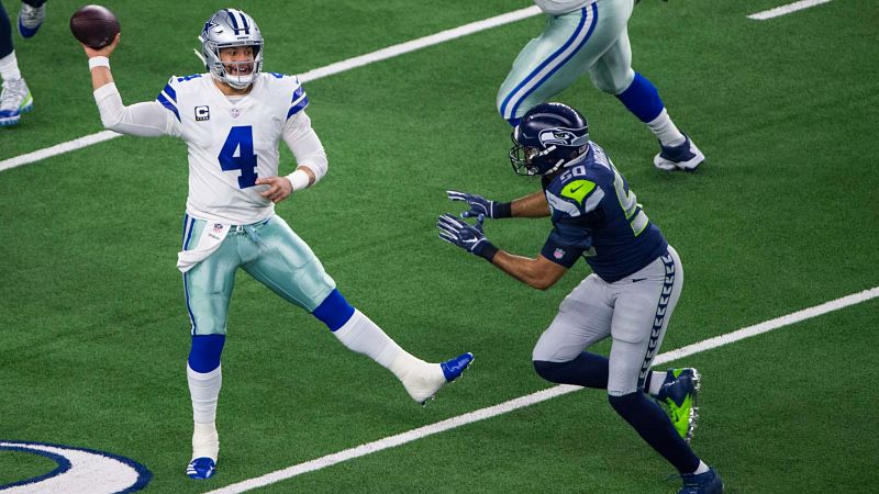 Dallas Cowboys quarterback Dak Prescott and Seattle Seahawks linebacker K.J. Wright