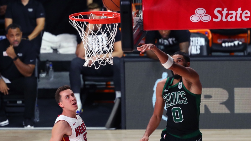 Boston Celtics forward Jayson Tatum (left)