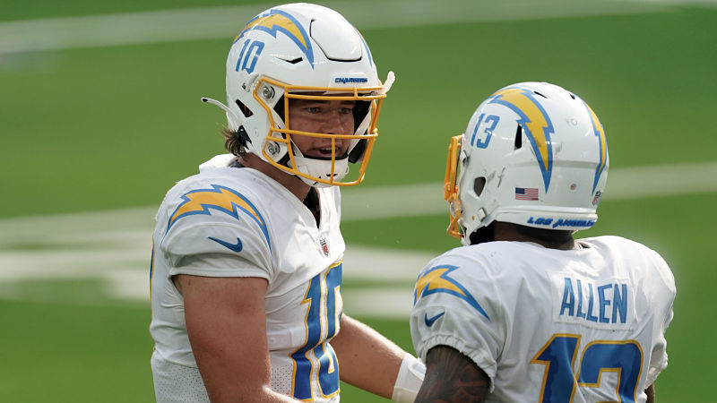 Los Angeles Chargers quarterback Justin Herbert and wide receiver Keenan Allen