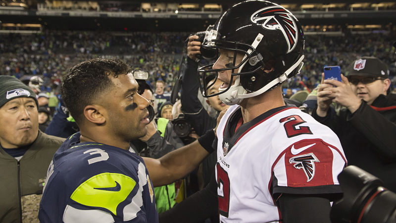 Seattle Seahawks quarterback Russell Wilson and Atlanta Falcons quarterback Matt Ryan