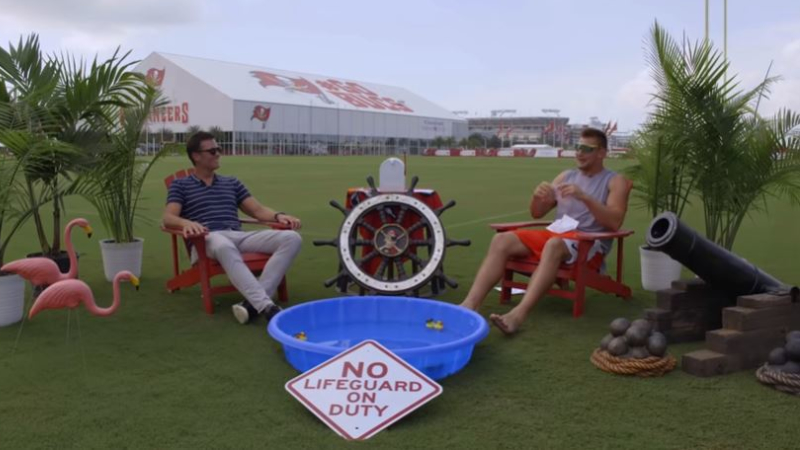 Tampa Bay Buccaneers quarterback Tom Brady and tight end Rob Gronkowski