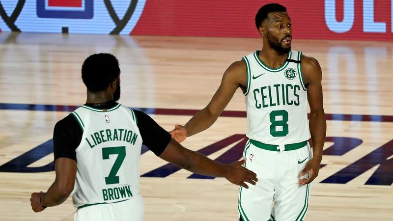 Boston Celtics guard Kemba Walker, Boston Celtics guard Jaylen Brown