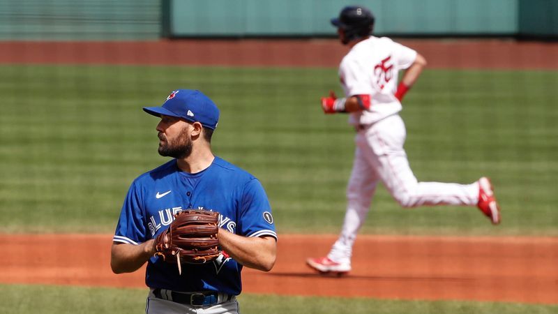 Boston Red Sox catcher Kevin Plawecki, Toronto Blue Jays pitcher Robbie Ray