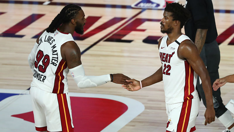 Miami Heat forwards Jimmy Butler and Jae Crowder