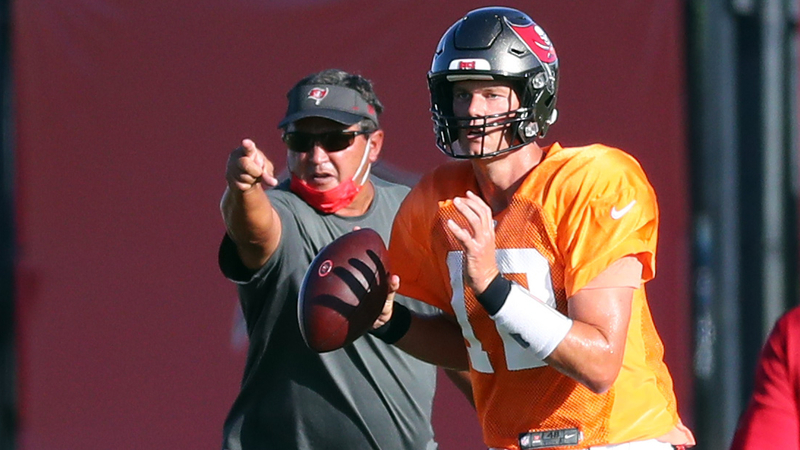 Tampa Bay Buccaneers QB Tom Brady, QB coach Clyde Christensen