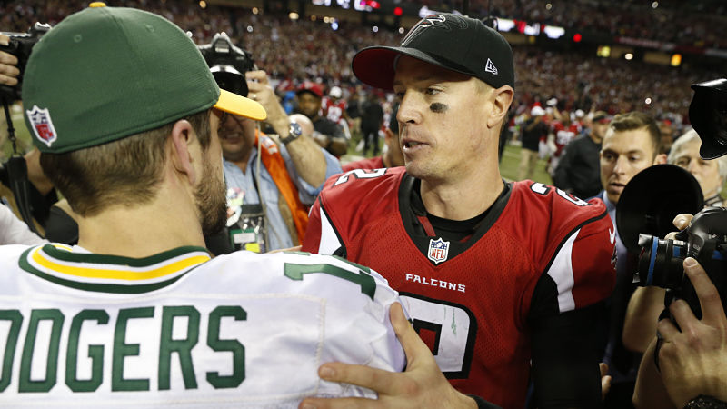 Green Bay Packers quarterback Aaron Rodgers and Atlanta Falcons quarterback Matt Ryan