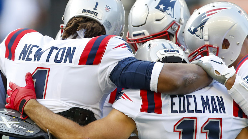 Patriots quarterback Cam Newton, wide receiver Julian Edelman