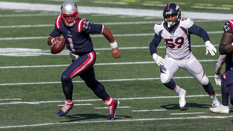New England Patriots quarterback Cam Newton and Denver Broncos linebacker Malik Reed