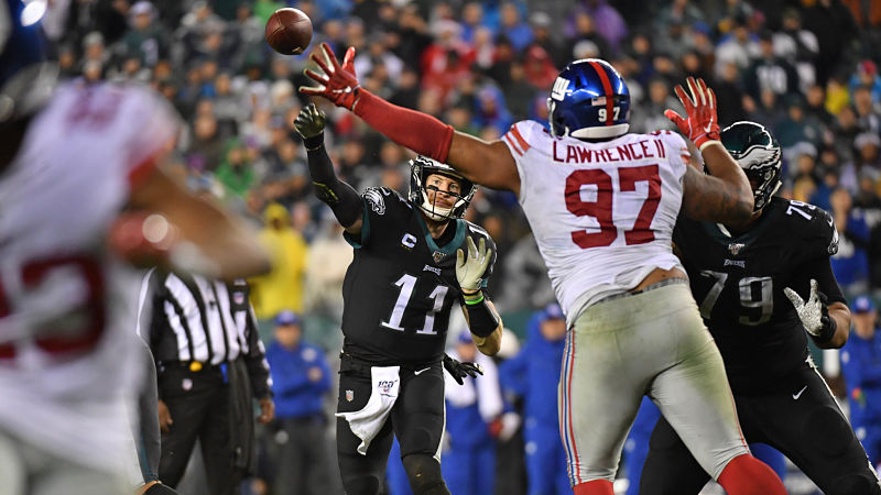 Philadelphia Eagles quarterback Carson Wentz and New York Giants defensive lineman Dexter Lawrence