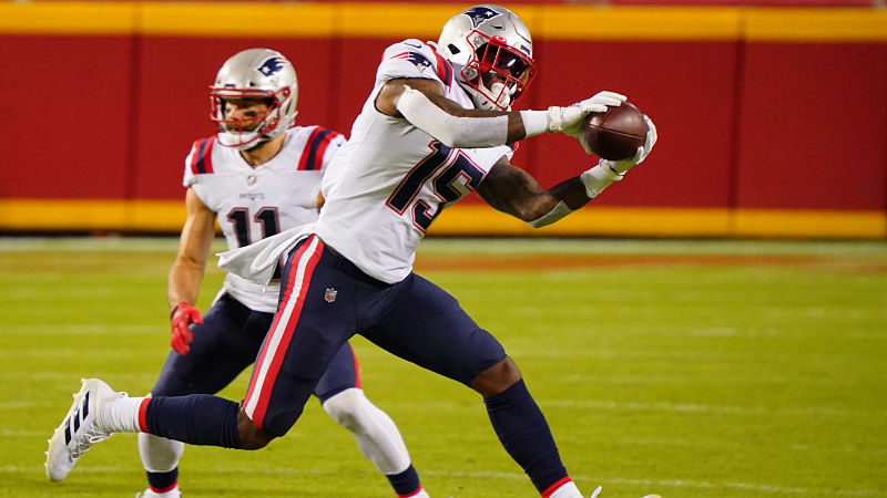 New England Patriots wide receivers Julian Edelman and N'Keal Harry