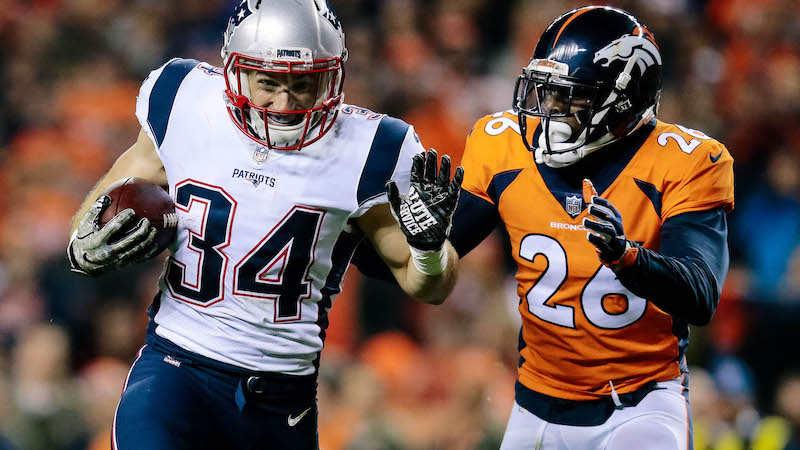 Patriots running back Rex Burkhead, Broncos safety Darian Stewart