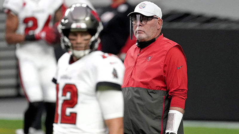Tampa Bay Buccaneers quarterback Tom Brady and head coach Bruce Arians