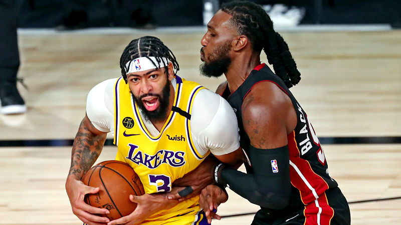 Los Angeles Lakers forward Anthony Davis and Miami Heat forward Jae Crowder